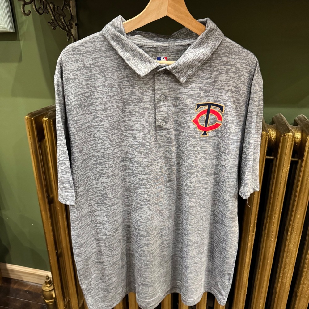 Mens Minnesota Twins‎ MLB Genuine Merchandise Gray Heathered Polo Shirt XL